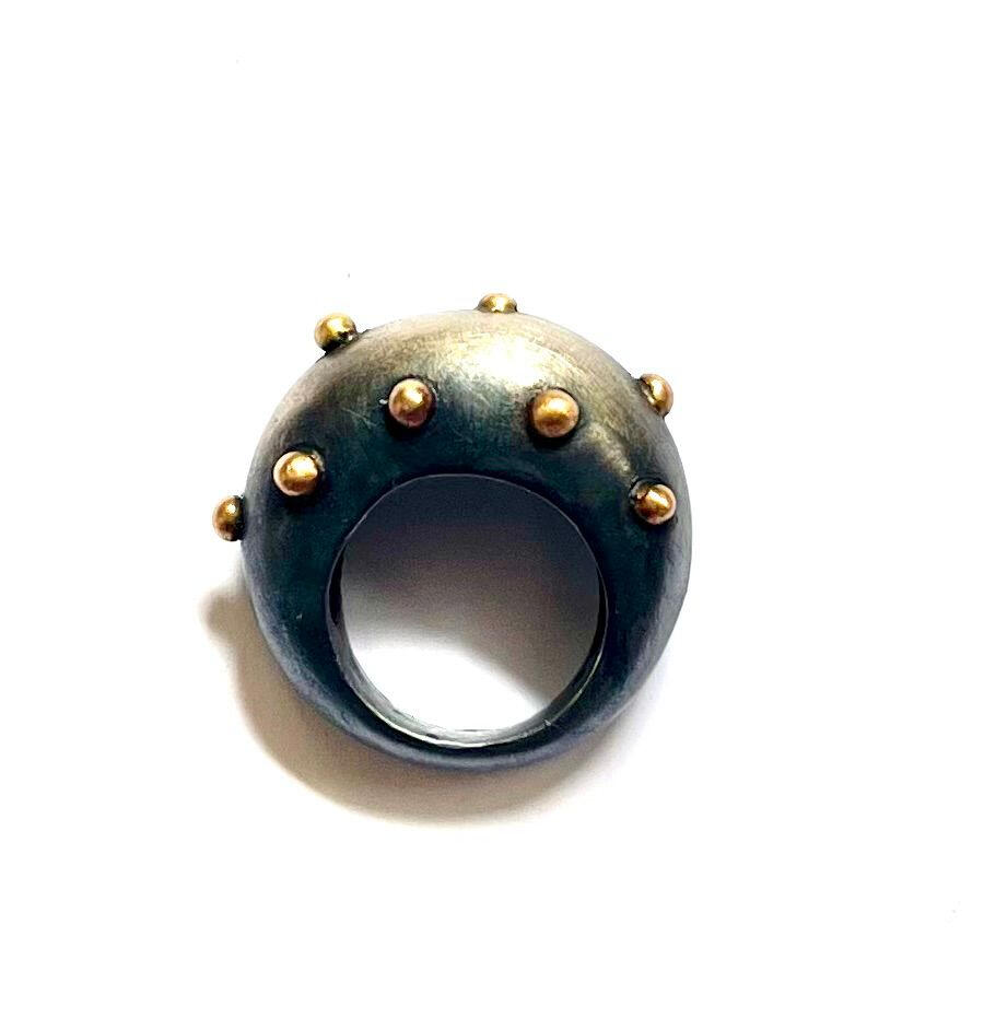 Plata oxidada y oro 18 k